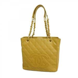 Chanel Matelasse Chain Tote Bag in Beige Caviar Leather for Women